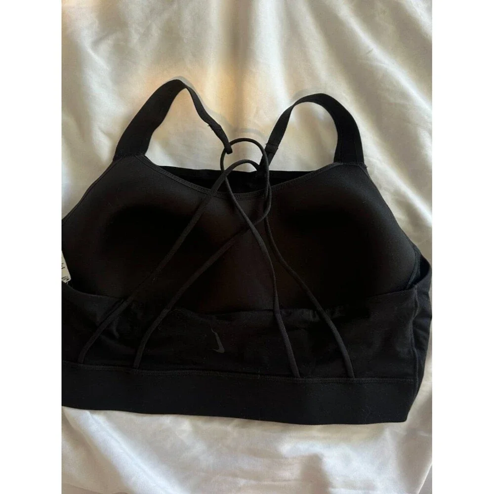Nike Sports Bra Women Black Size L Strappy Back Medium Support Athletic Gym - Picture 6 of 6